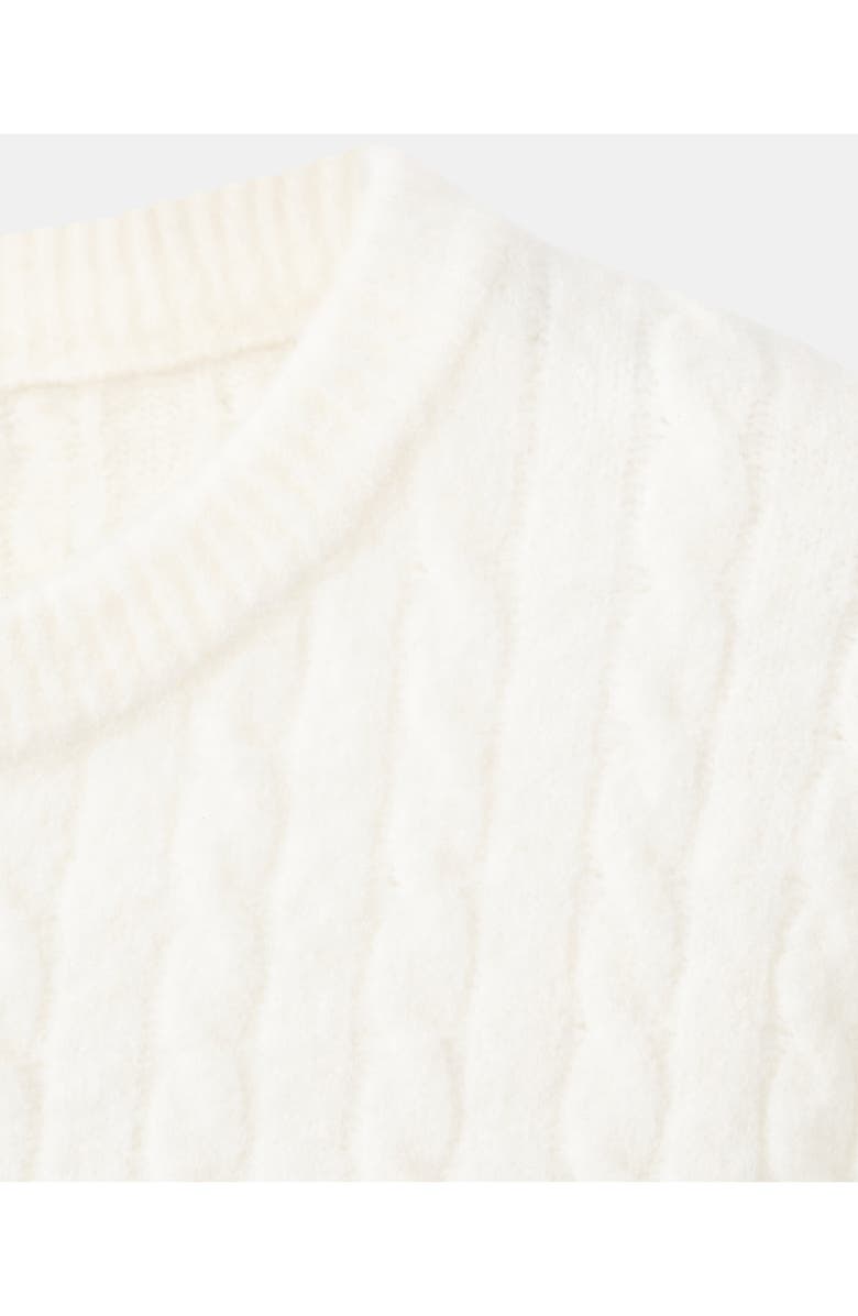 MANGO Cable Stitch Short Sleeve Sweater, Alternate, color, Ecru