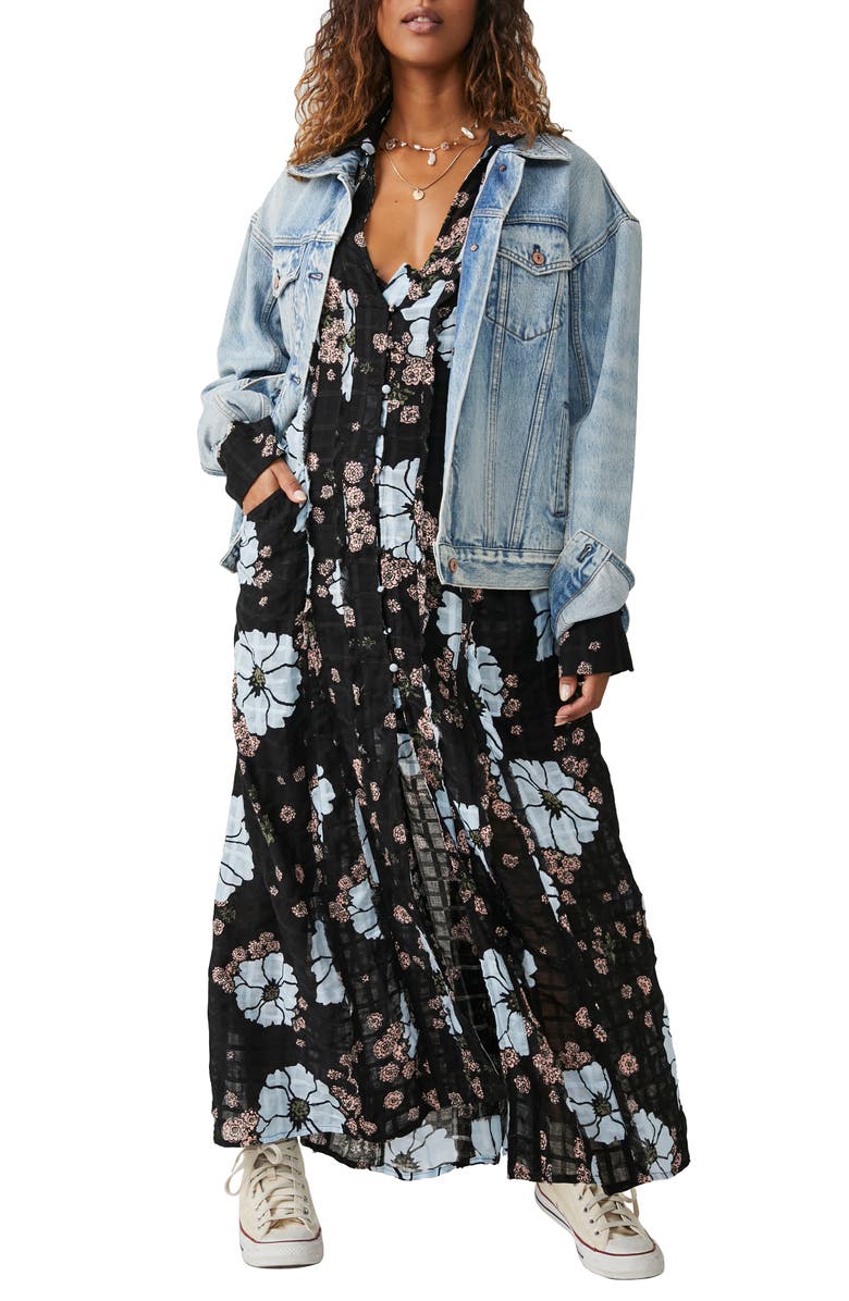 Free People Back at It Floral Print Long Sleeve Maxi Dress, Alternate, color, 