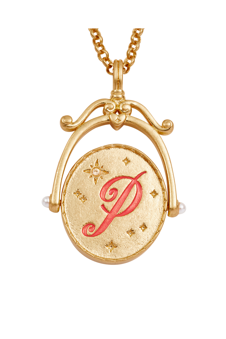 P Initial Peony Gold Spinner Chain Necklace, Alternate, color, Gold