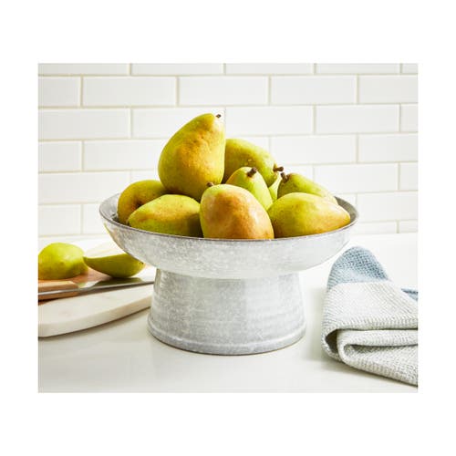 Tag Stinson Light Gray Ceramic Pedestal Serving Bowl Hand Wash In Gray