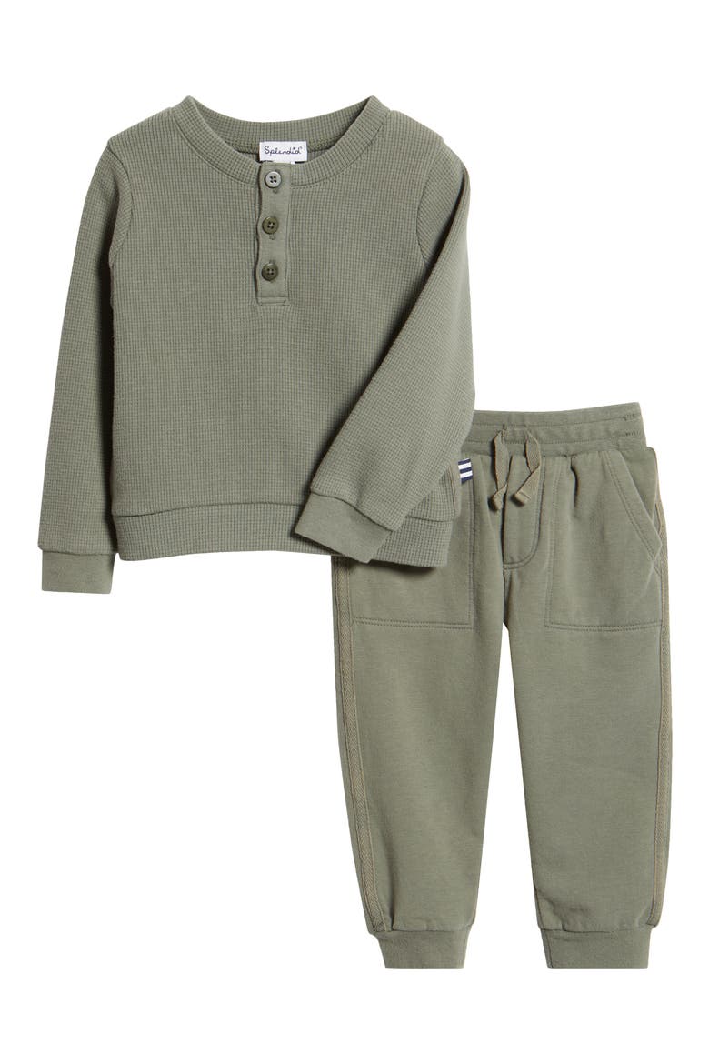 Adenture Thermal Knit Henley & Joggers Set, Main, color, OLIVE