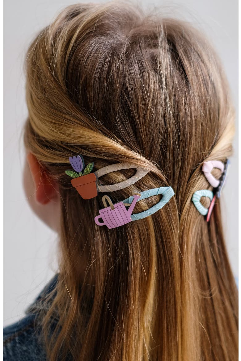 Kids' Gardening Assorted 4-Pack Hair Clips, Alternate, color, PINK