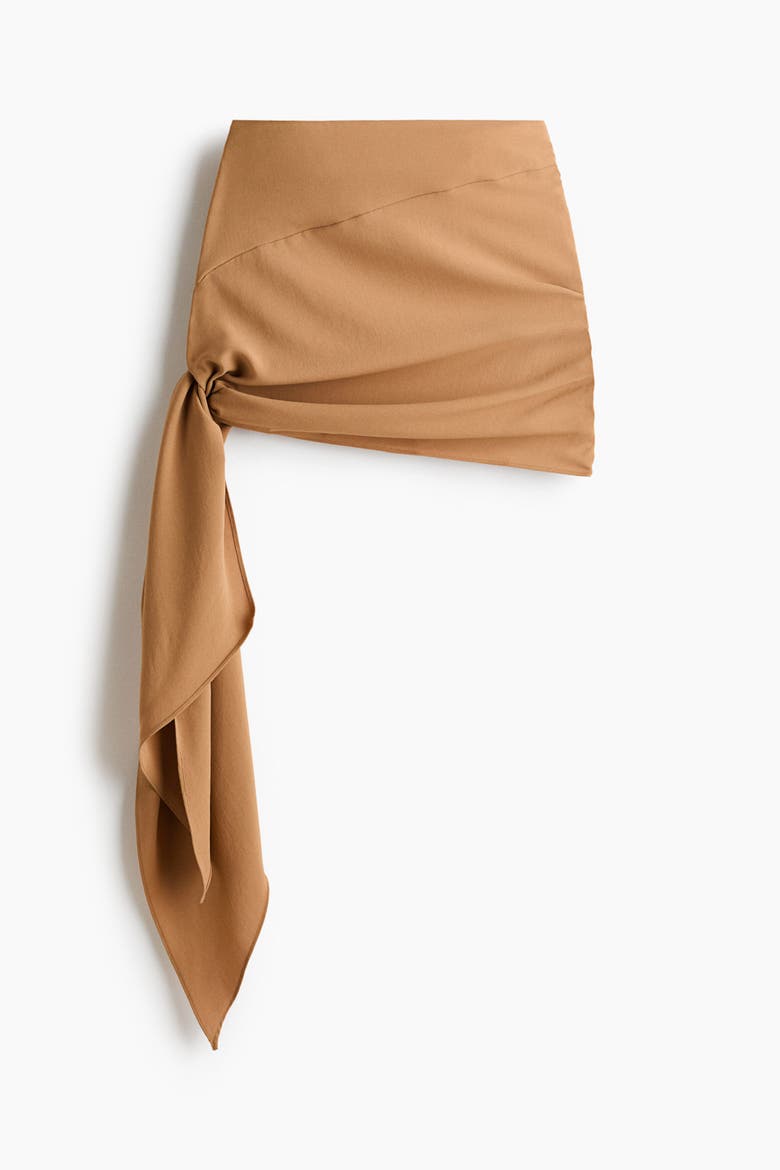 Asymmetric Tie-detail Skirt, Alternate, color, Dark beige