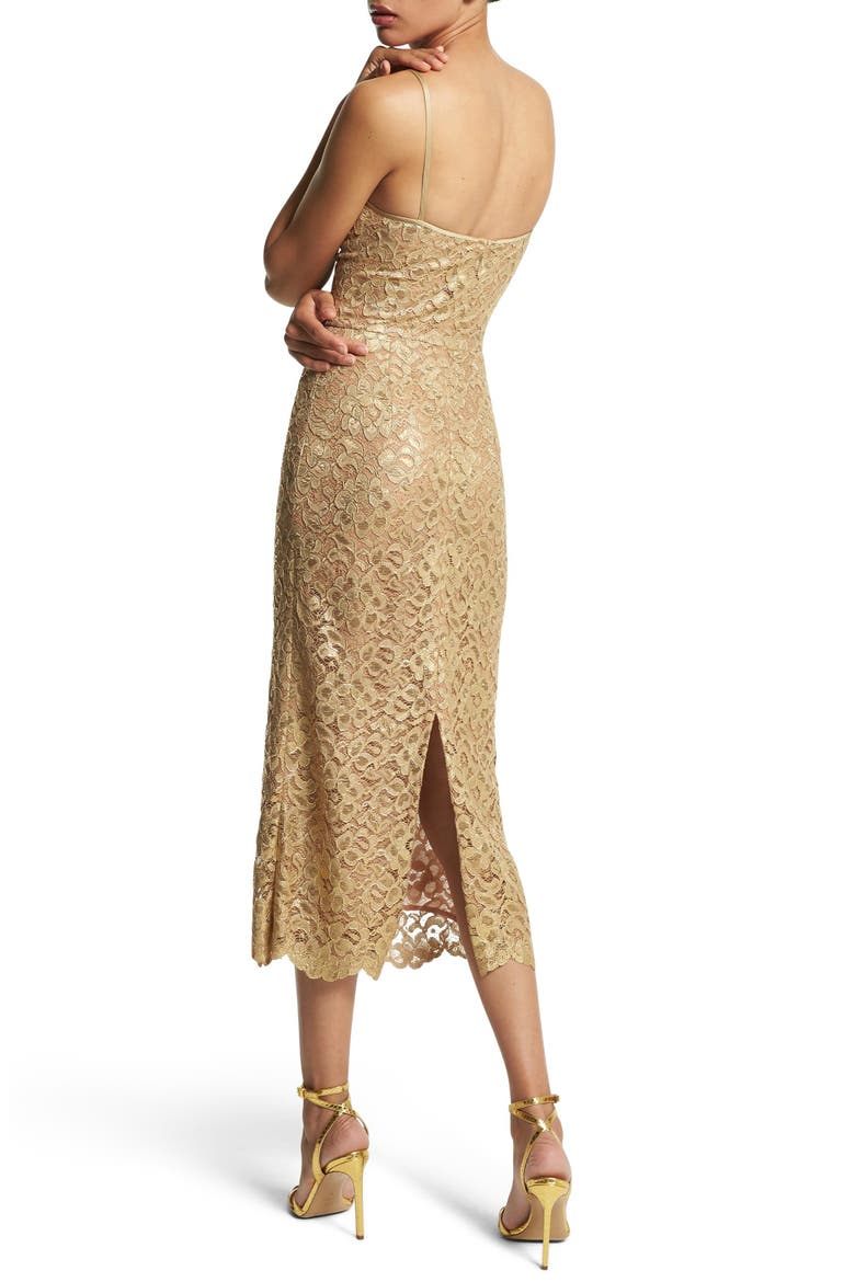 Metallic Floral Lace Slipdress, Alternate, color, 710 GOLD