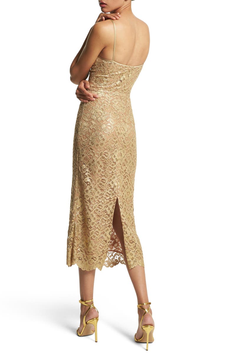 Michael Kors Collection Metallic Floral Lace Slipdress, Alternate, color,