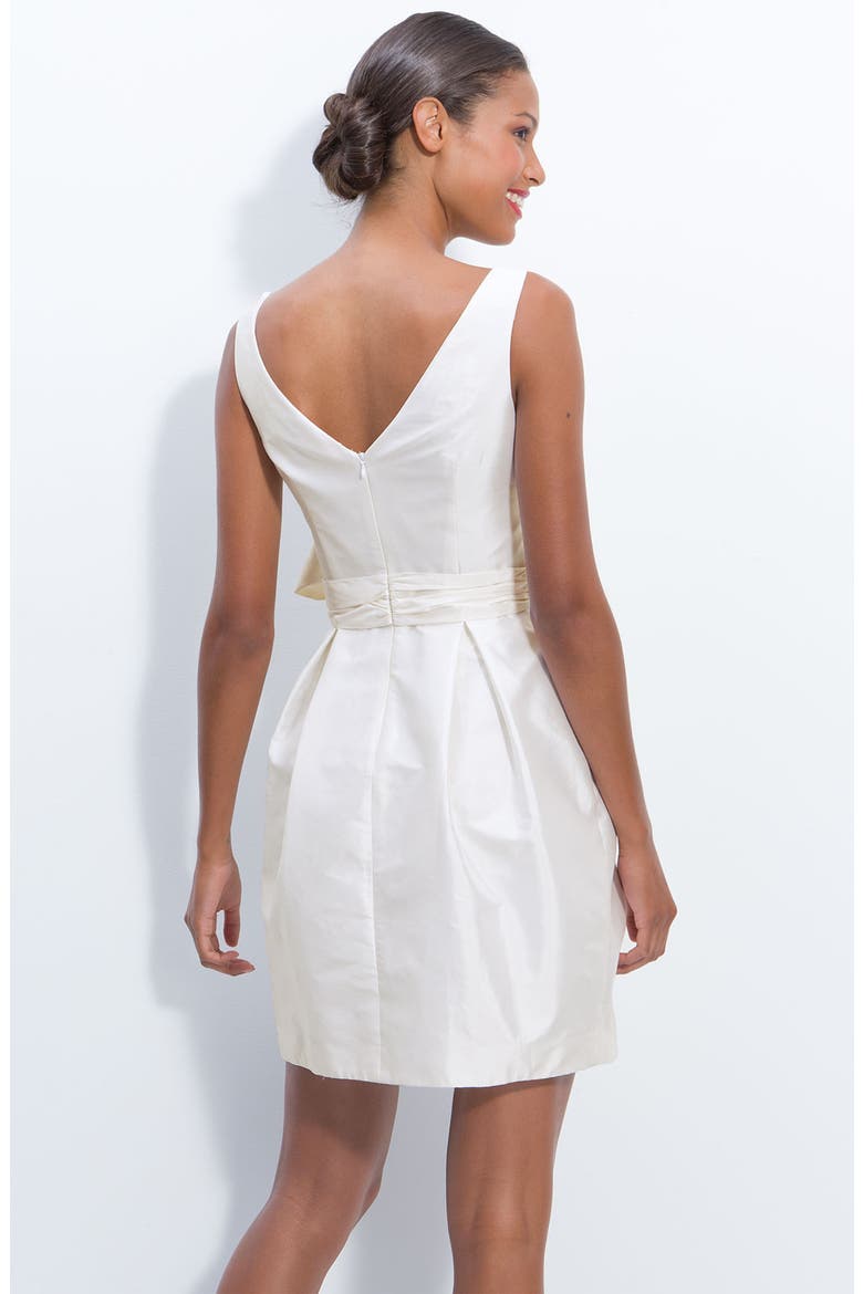 Jeweled Sleeveless Satin Tulip Dress, Alternate, color, IVORY