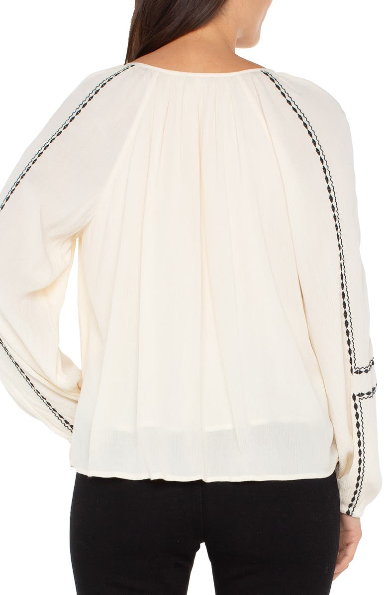 Liverpool Los Angeles Embroidered Tie Neck Top, Alternate, color, 