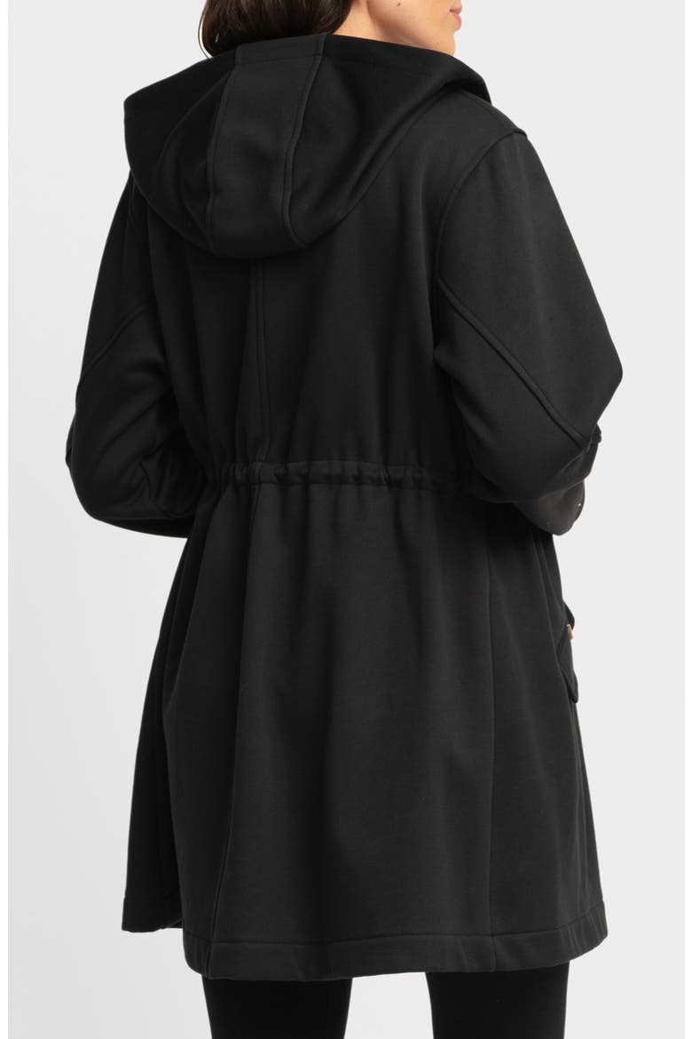 Fleece Back Jersey Hooded Maternity Coat, Alternate, color, BLACK