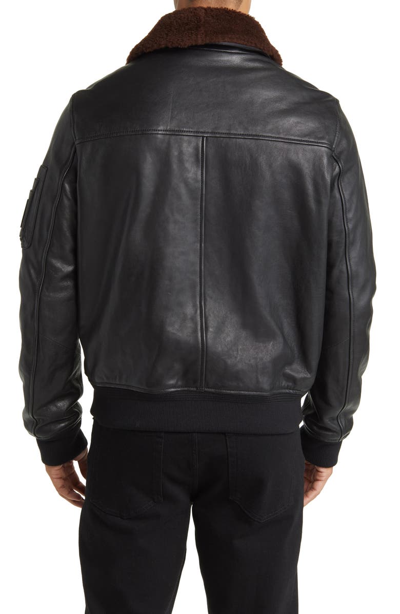 Belstaff Alstone Leather Jacket with Genuine Shearling Collar, Alternate, color, 