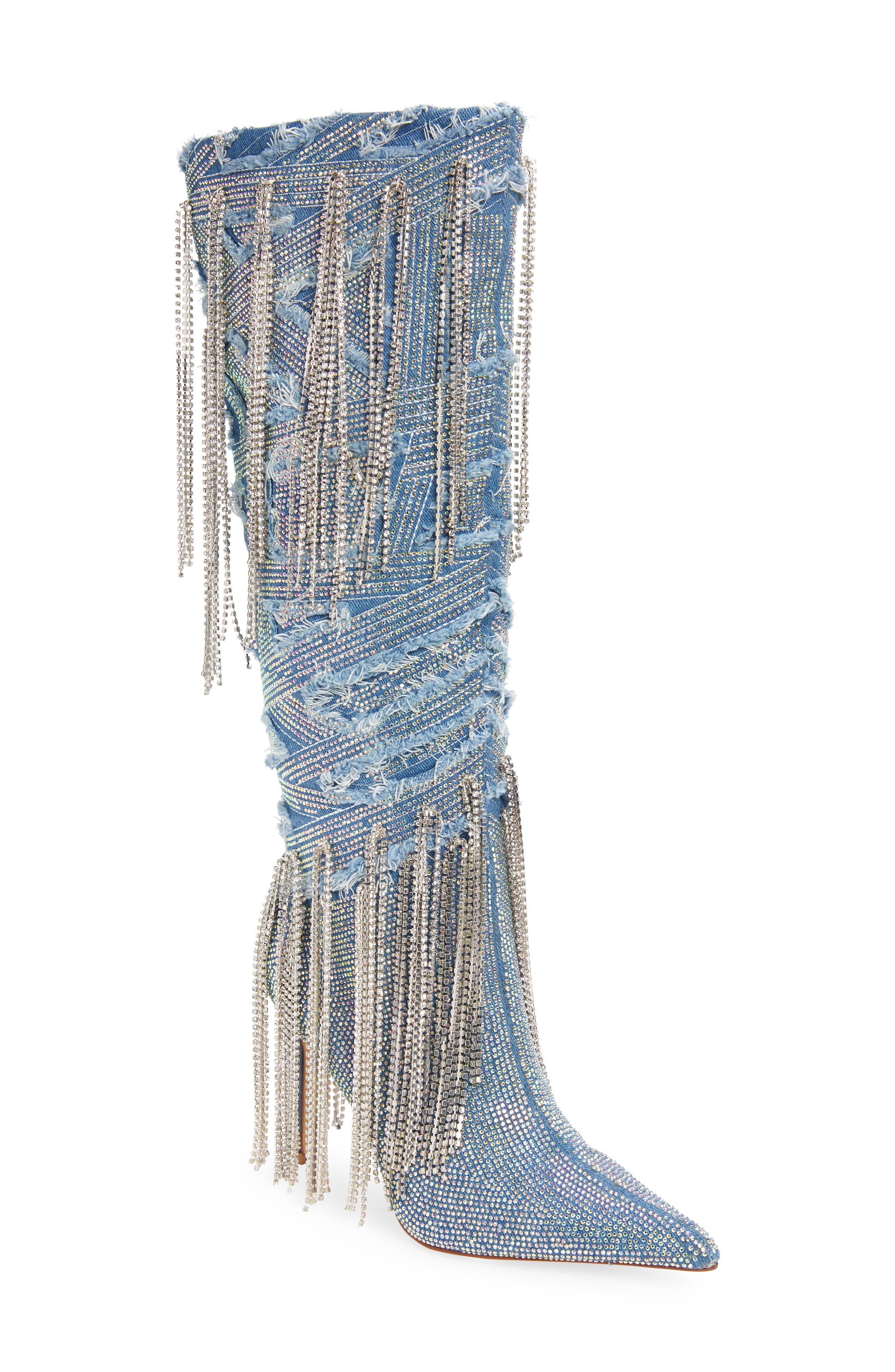 AZALEA WANG App Fringe Knee High Boot, Main, color, 