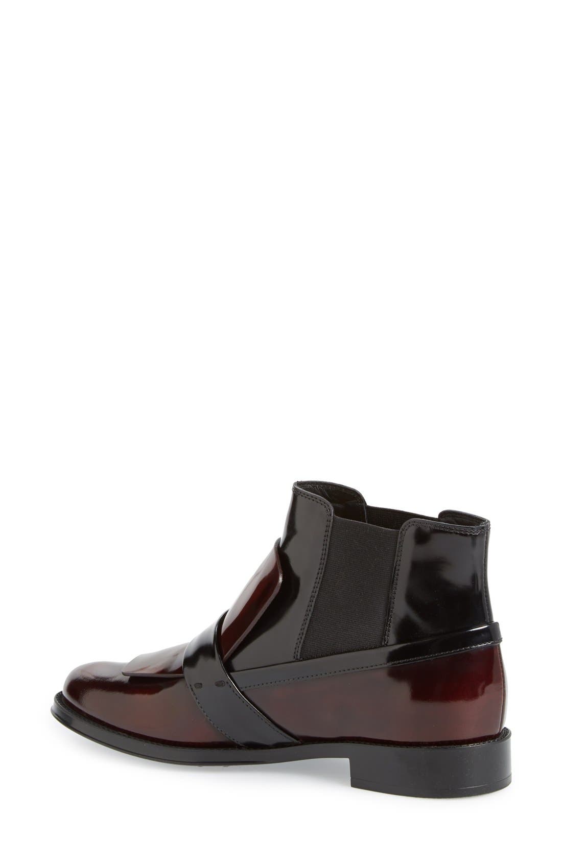 Mask Chelsea Bootie, Alternate, color, BLACK/ BURGUNDY LEATHER