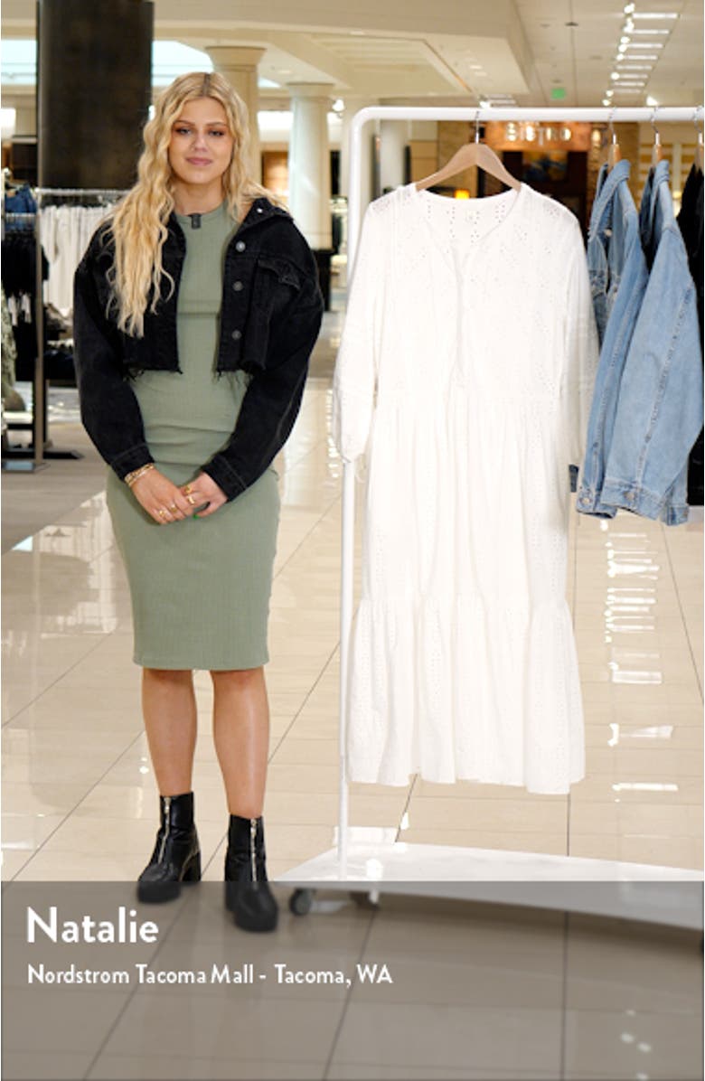 Eyelet Three-Quarter Sleeve Cotton Midi Dress, sales video thumbnail