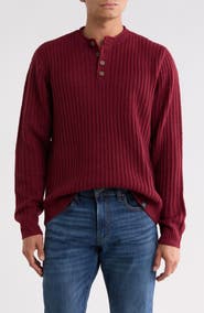 Lucky Brand Roll Neck Textured Henley Sweater