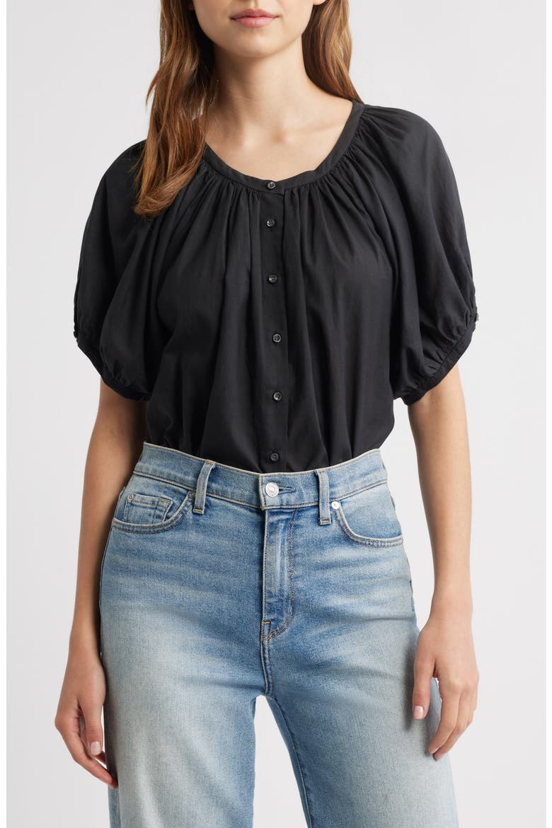 June Gingham Organic Cotton Top, Main, color, BLACK