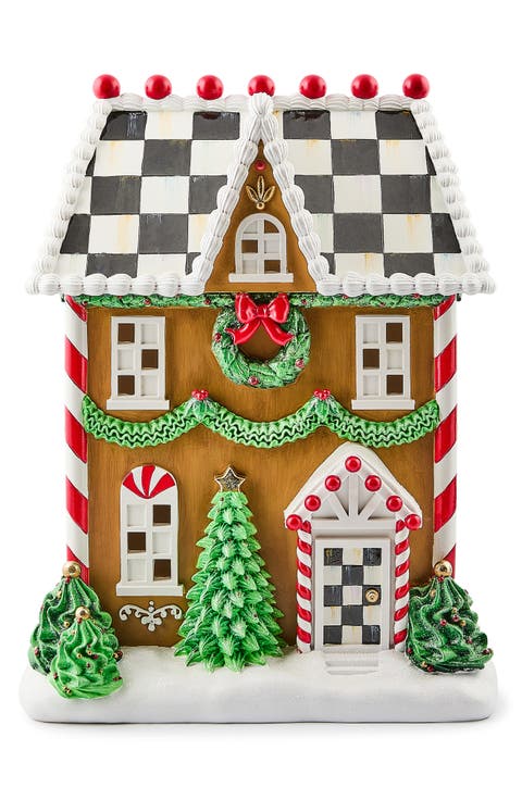 Holly Village Illuminated Gingerbread Townhouse