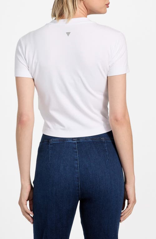 Guess Basic Crop Mini Logo T-shirt In White