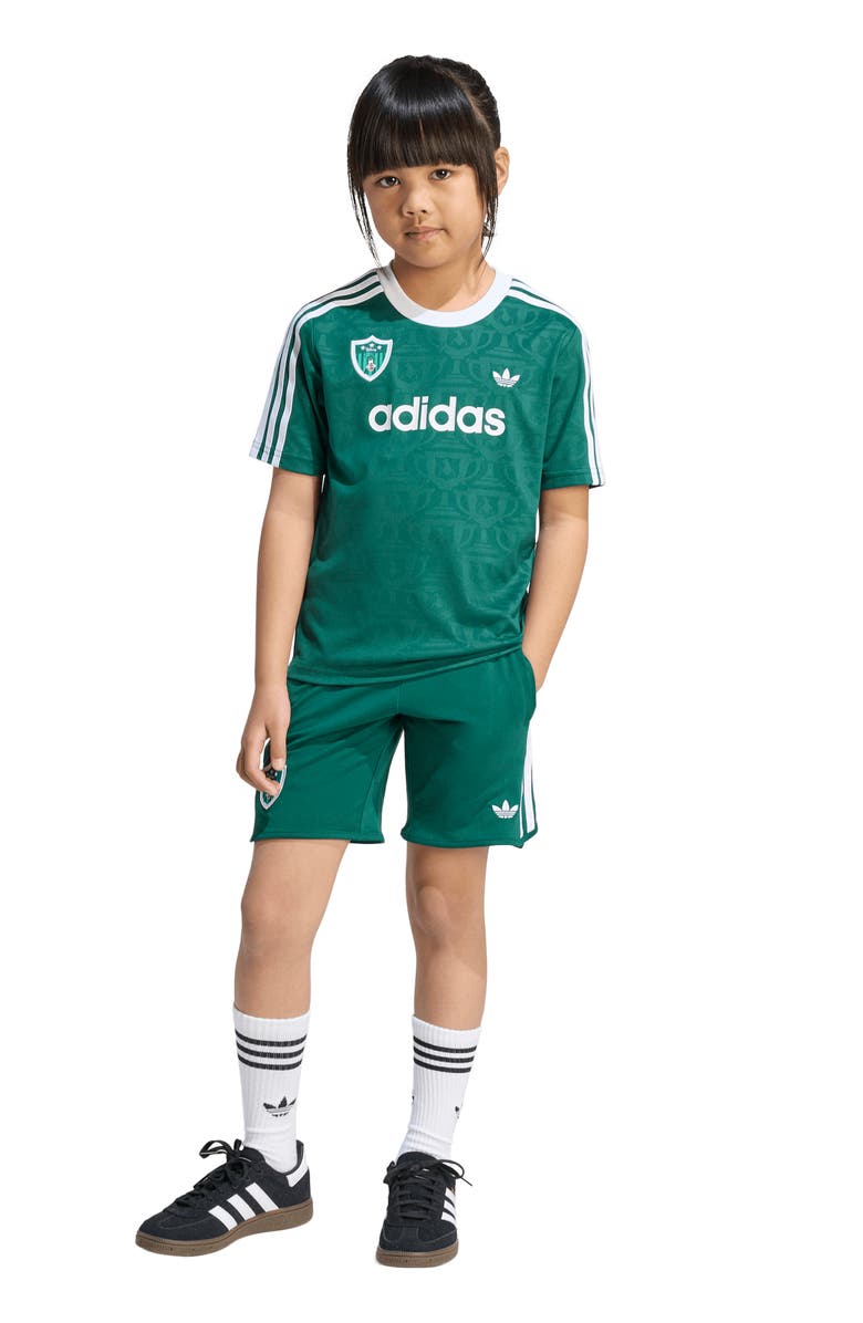 adidas Originals x Disney Kids' Goofy Jersey & Shorts Set, Alternate, color, Collegiate Green/ White