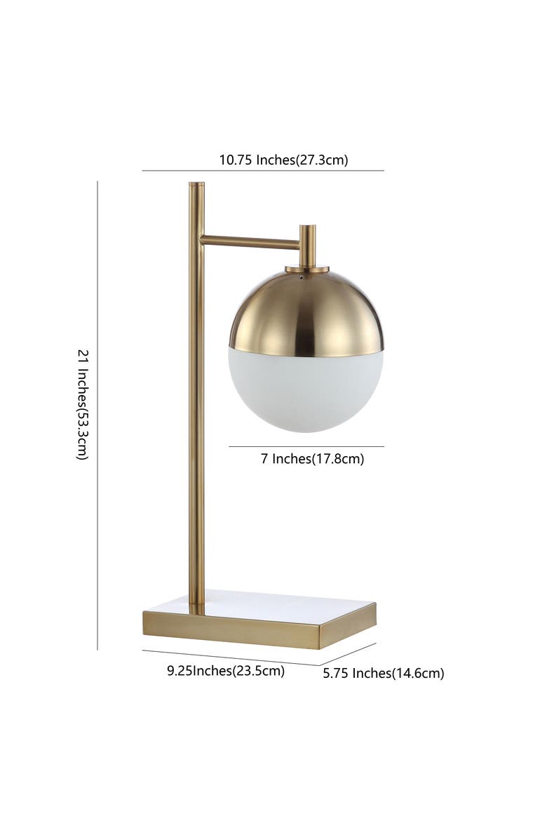 Marcel Iron/Glass Art Deco Mid-Century Globe LED Table Lamp, Alternate, color, Brass Gold