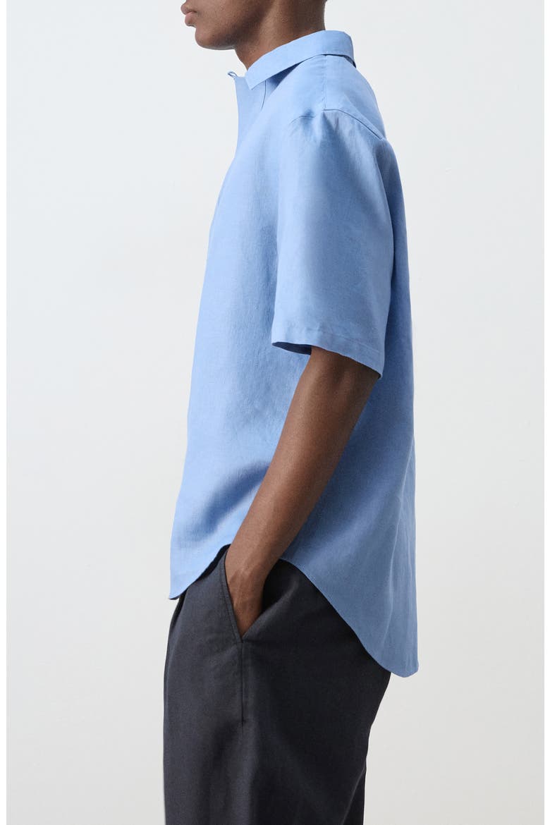 Solid Slub Linen Polo, Alternate, color, CHINA BLUE