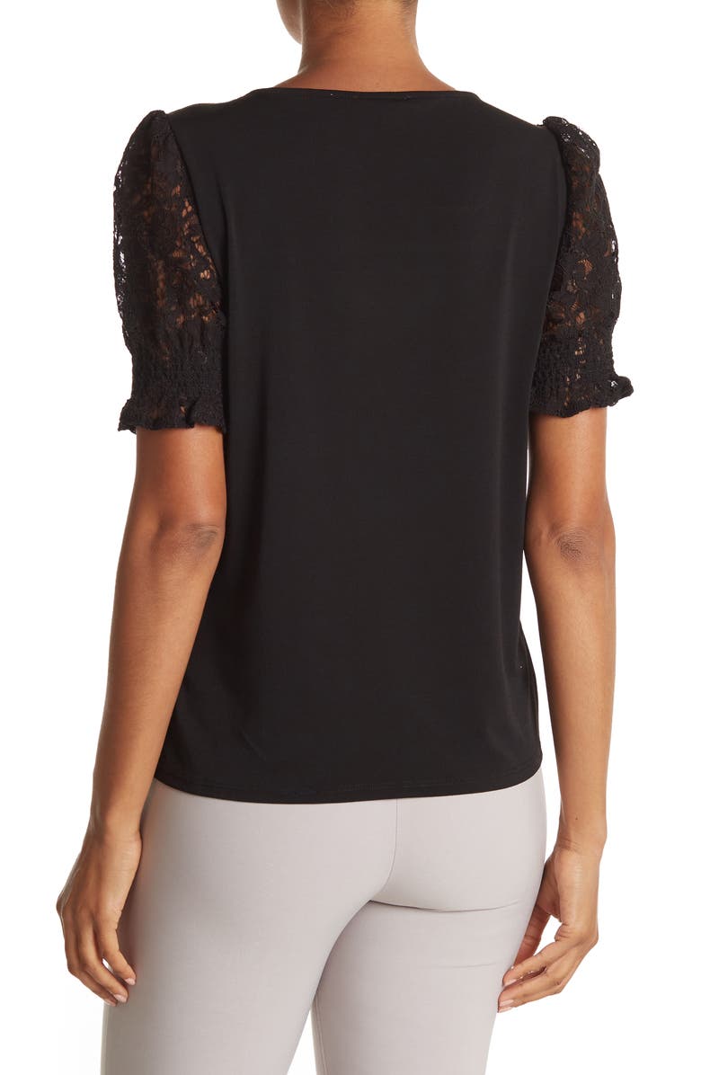 Adrianna Papell Knit Moss Crepe Square Neck Blouse, Alternate, color, 