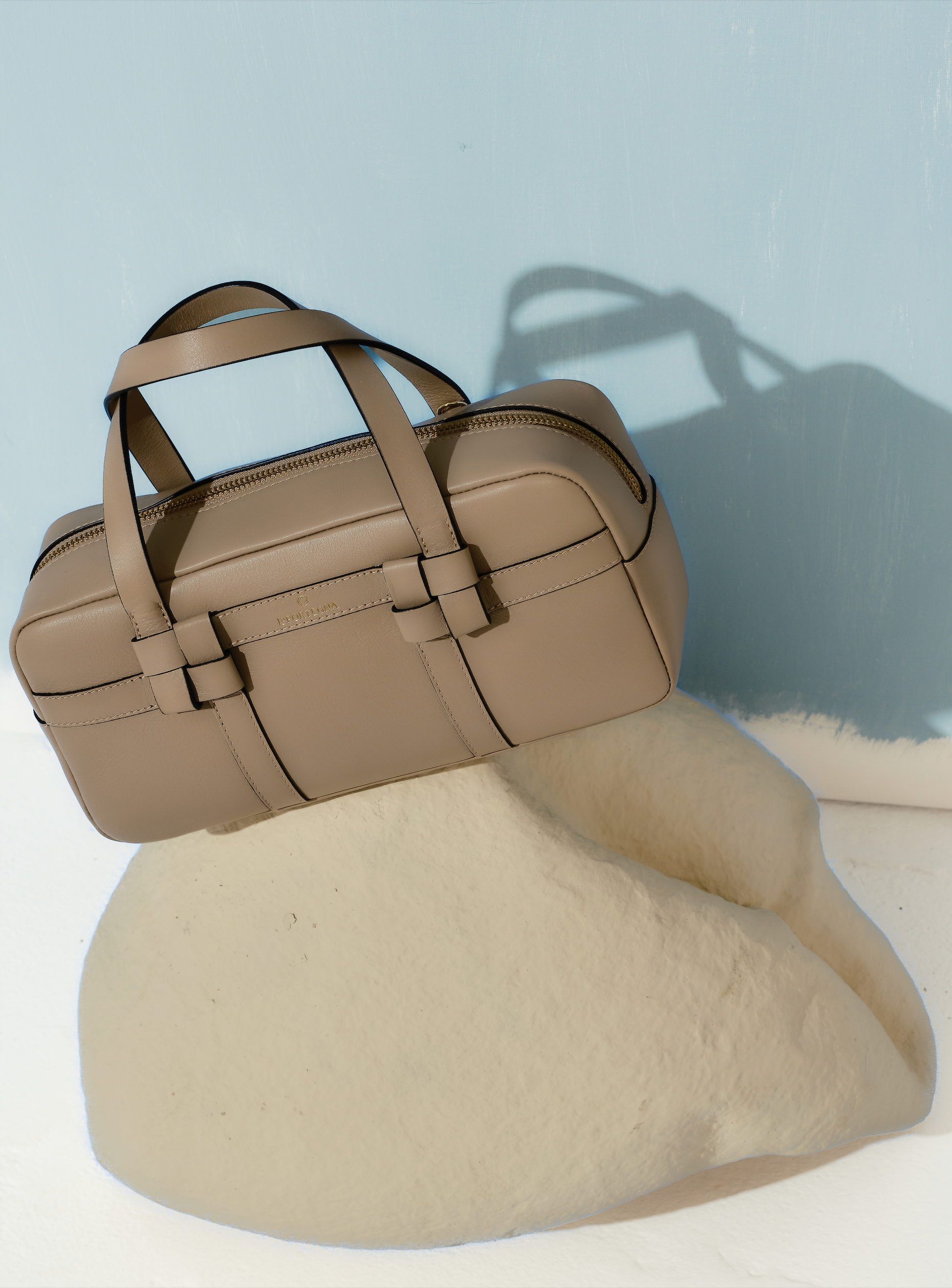 Bibi Leather Bag With Shoulder Strap And Iconic Knots, Alternate, color, Taupe