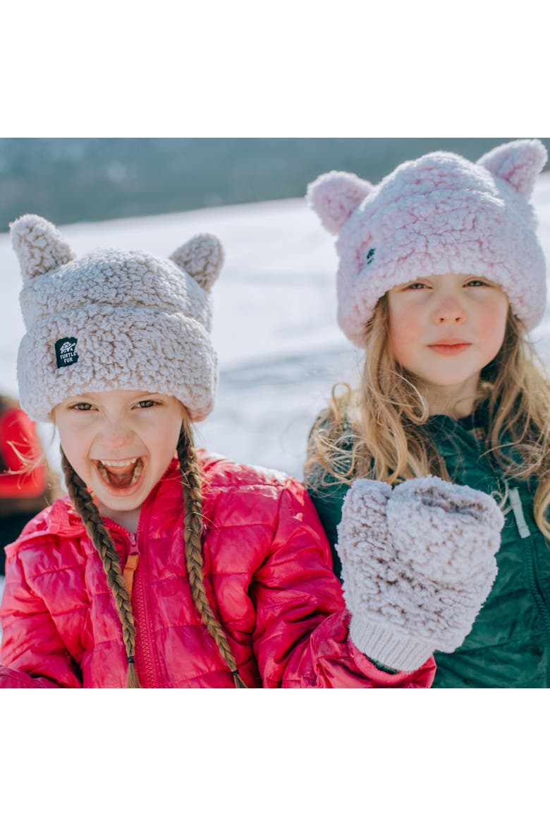 Kids High Pile Fleece Kitty Beanie, Alternate, color, Dusty Rose