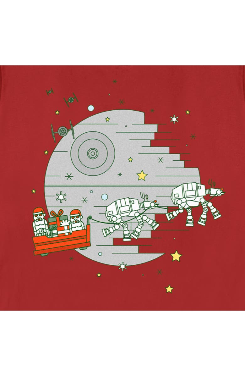 Star Wars Women's Star Wars Christmas Death Star Scene  Graphic T-Shirt, Alternate, color, Red