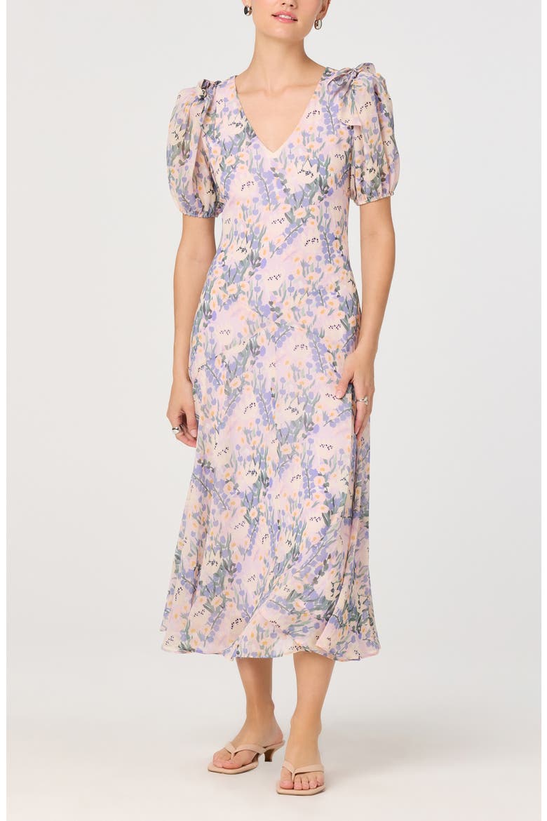 Jessenia Puff Sleeve Dress, Alternate, color, LILAC FLORAL