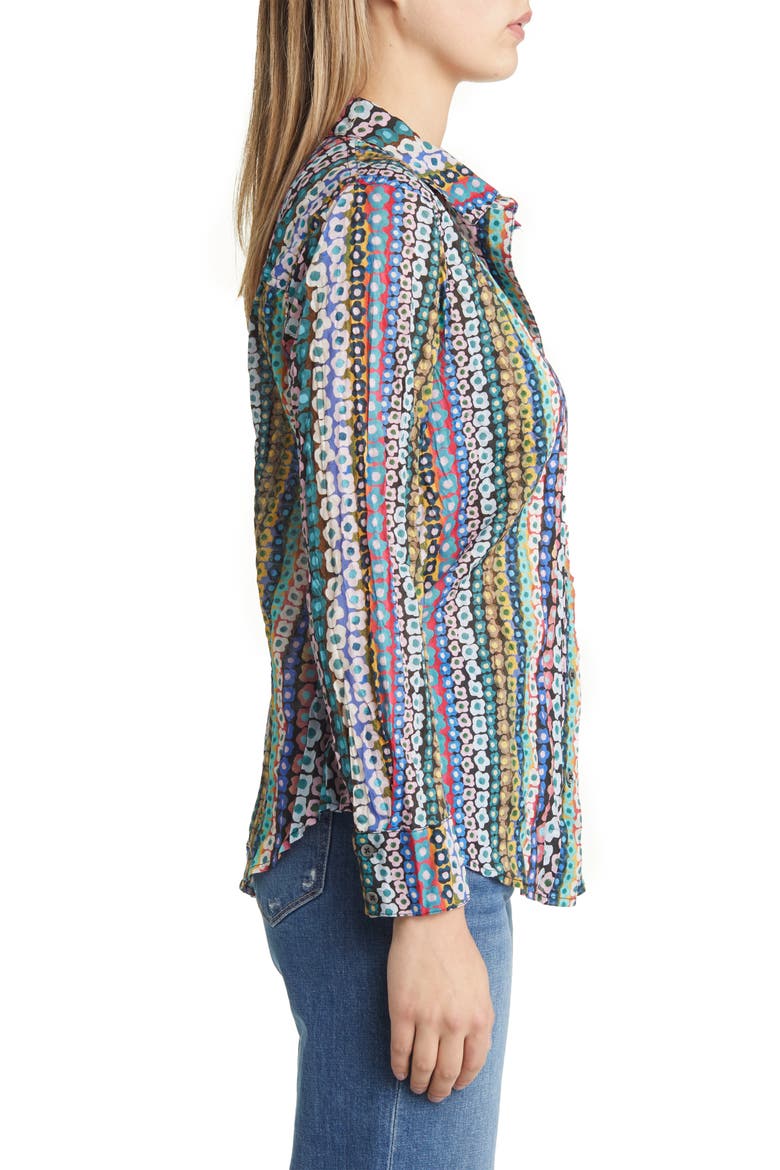 Flower Field Crinkle Button-Up Shirt, Alternate, color, PINK MULTI