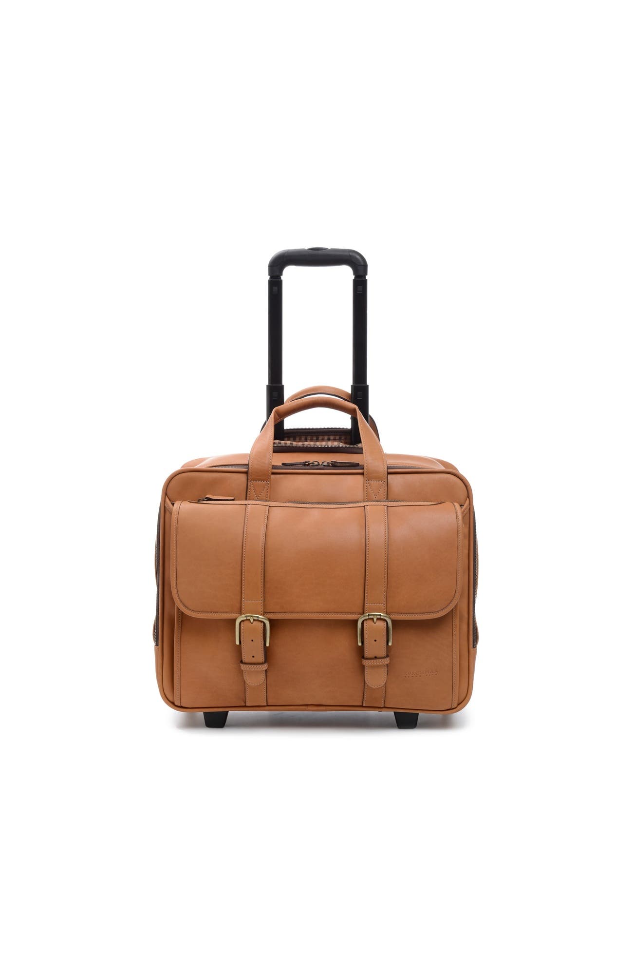 Kenton Wheeled Leather Travel Briefcase, Main, color, Tan
