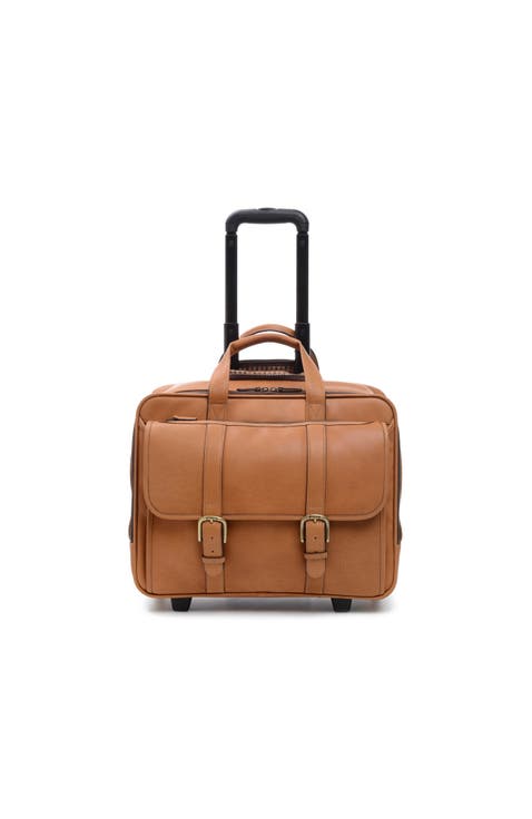 Kenton Wheeled Leather Travel Briefcase