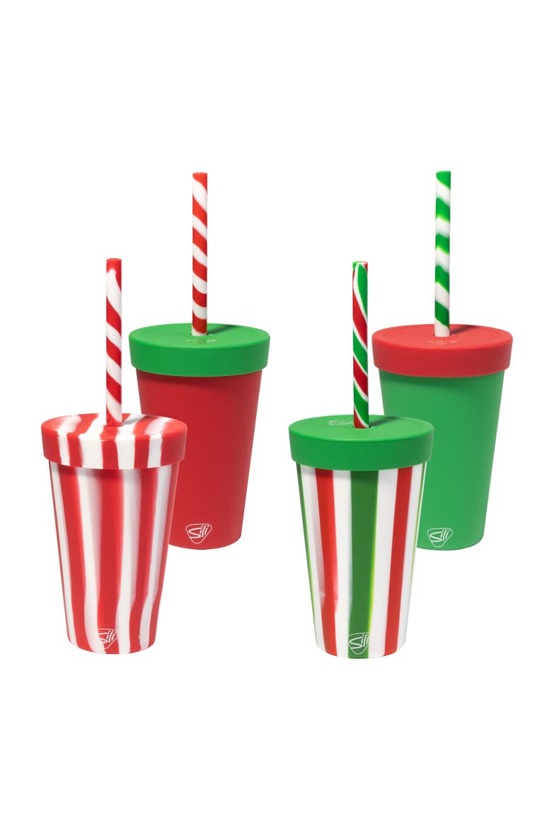 Silicone 16 Oz Straw Tumbler4 Pk, Main, color, Multicolored