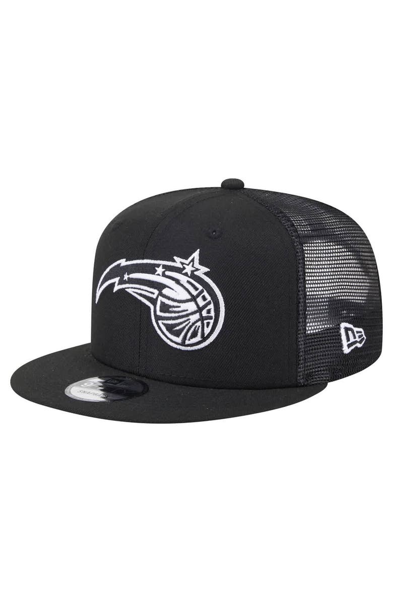 New Era Men's New Era Black Orlando Magic 9FIFTY Snapback Trucker Hat, Main, color,