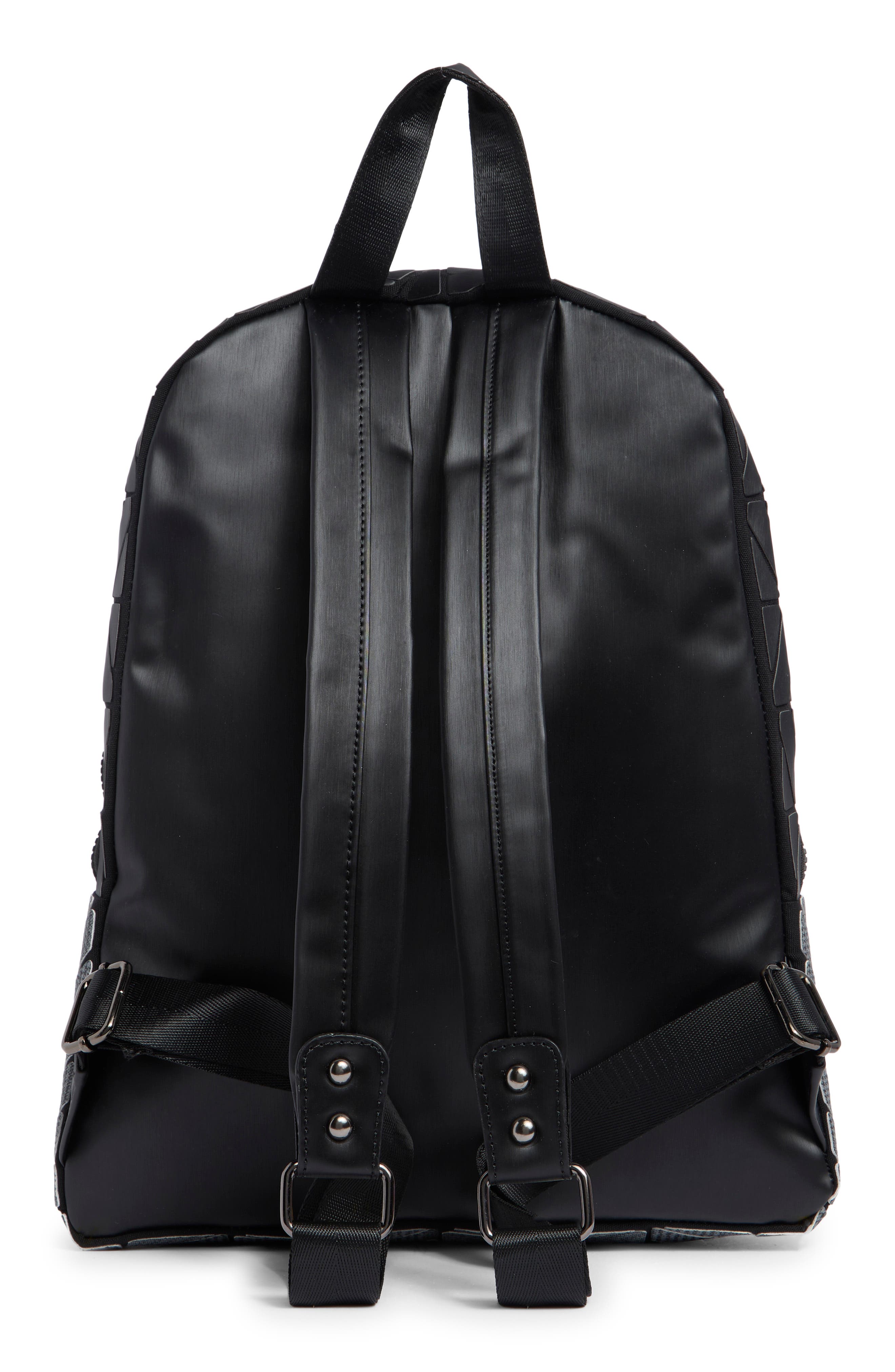 Printed Chevron Backpack, Alternate, color, BLK/ WHT PLAID
