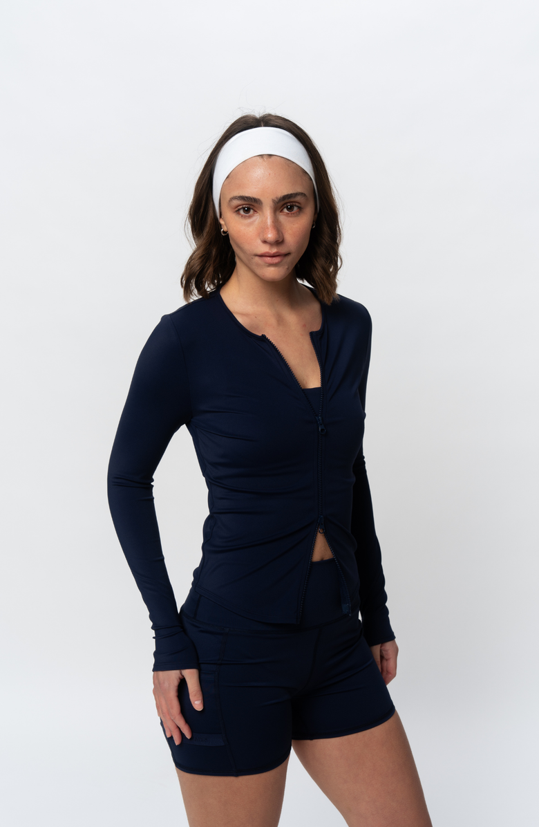 Sierra Madre Golf Two Way Zip Long Sleeve Top, Main, color, Navy