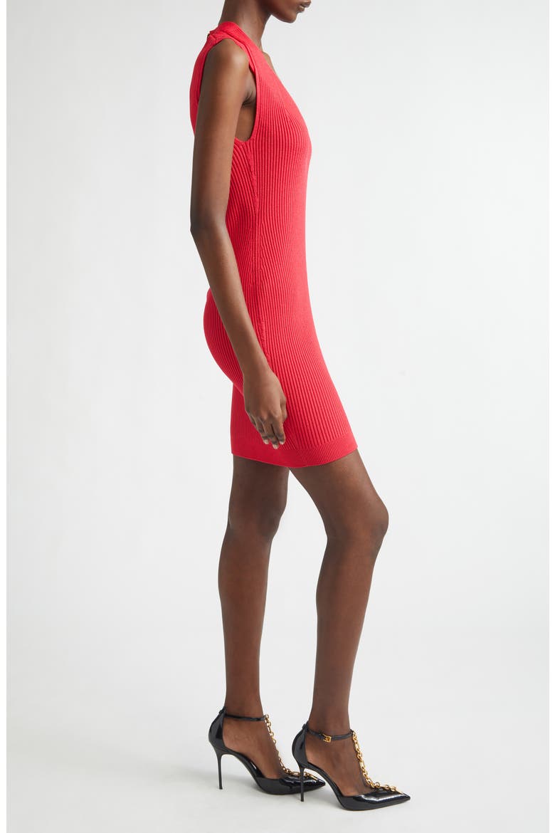 Twist V-Neck Rib Sweater Minidress, Alternate, color, LIVE FUCHSIA