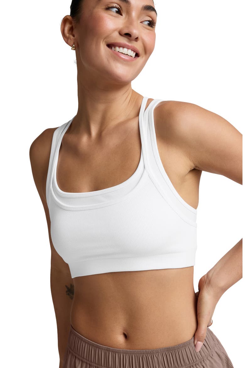 Seamless Moves Layered Sports Bra, Alternate, color, WHITE