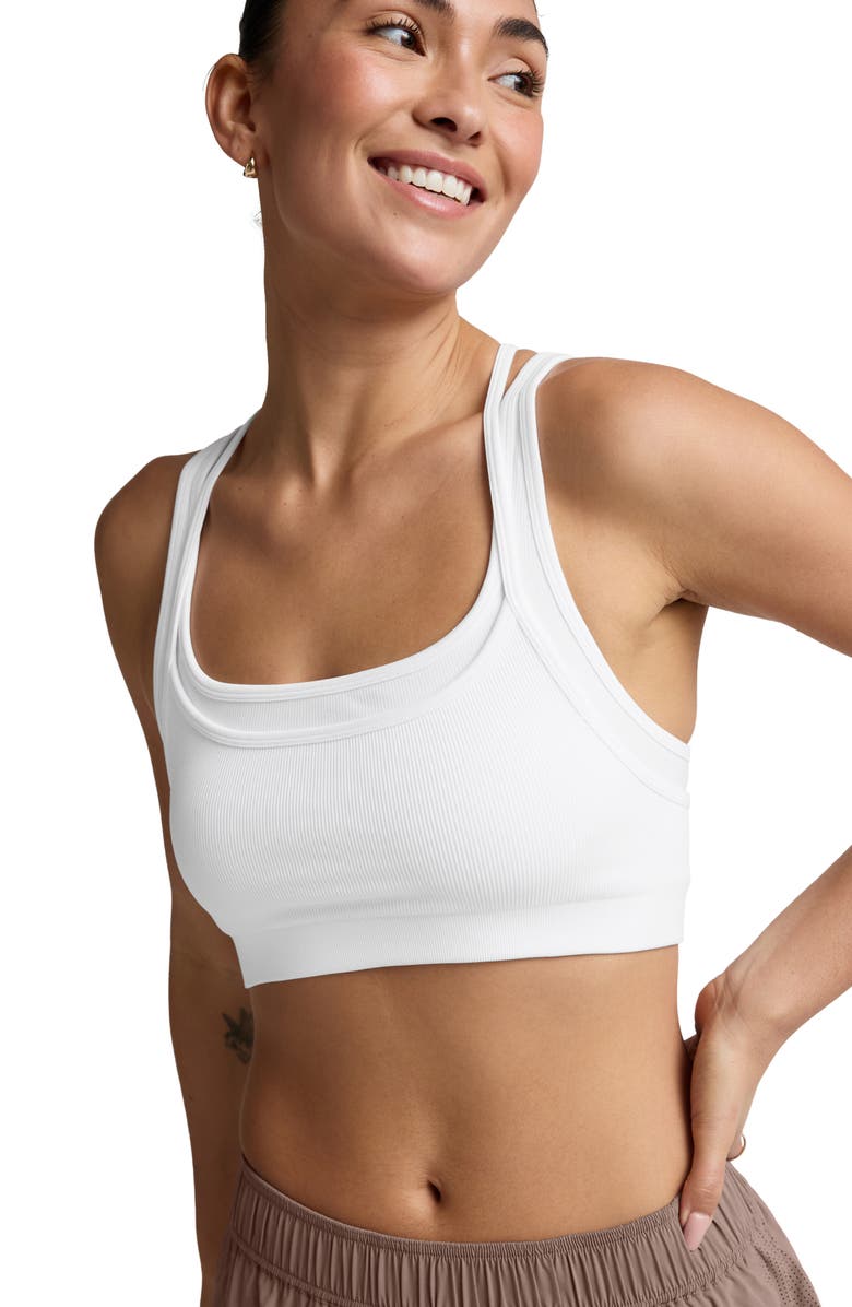 Beyond Yoga Seamless Moves Layered Sports Bra, Alternate, color, White