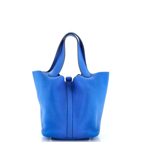 Pre-owned Hermes Hermes Picotin Lock Bag Clemence Mm In Blue