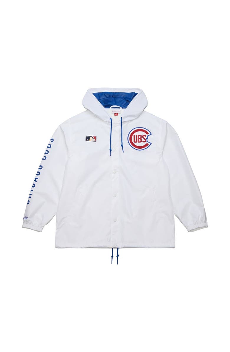 Mitchell & Ness Men's Mitchell & Ness White Chicago Cubs Vintage Full-Snap Hooded Coaches Jacket, Alternate, color,