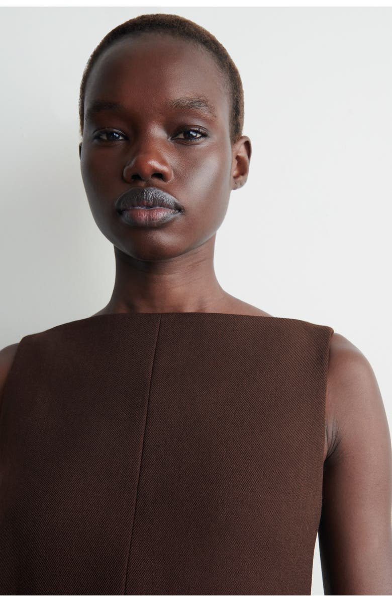 COS Tailored Wool Midi Dress, Alternate, color, Brown