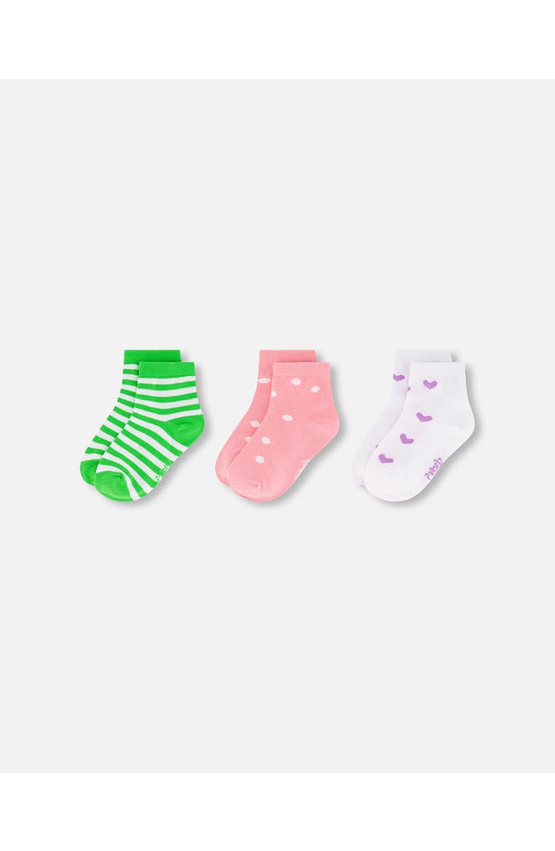 Deux par Deux Allover Prints Striped Cotton Socks, Alternate, color, Striped Green