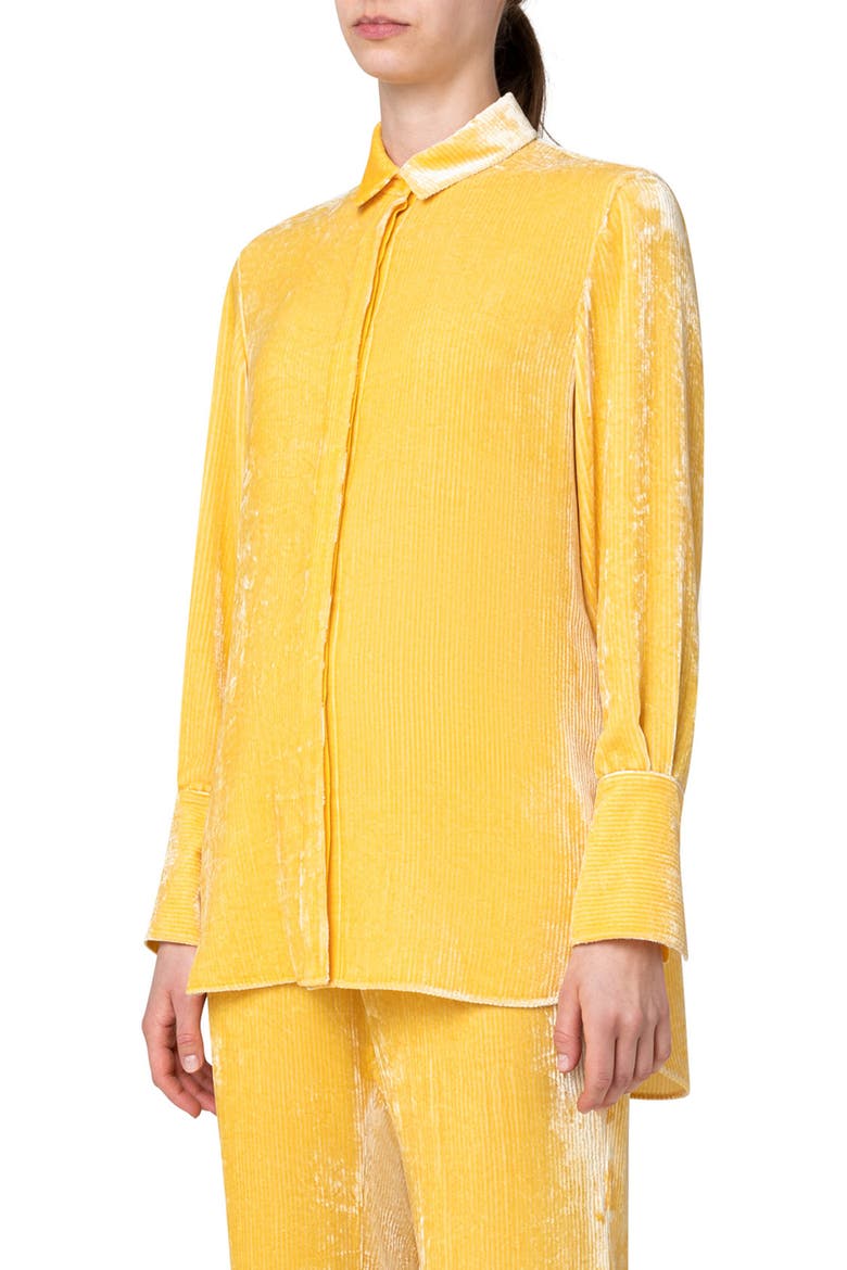 Velvet Corduroy Button-Up Shirt, Alternate, color, YELLOW