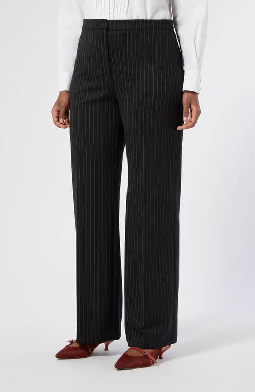 Marina Rinaldi Michela Pinstripe Stretch Jersey Pants In Black