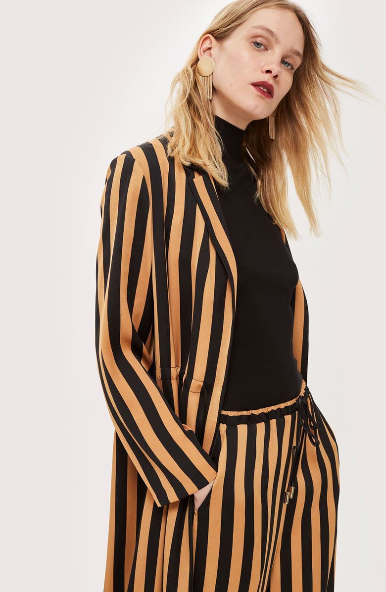 Topshop Stripe Wide Leg Trousers, Alternate, color,