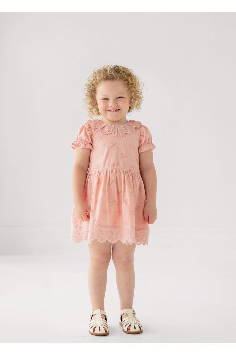 Lacy Bowkisses Short Sleeve Dress, Alternate, color, Pink