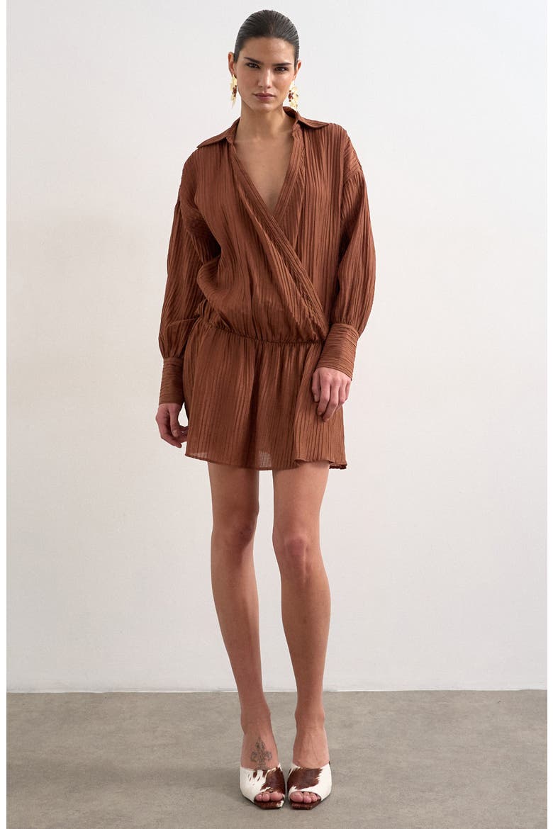 Long Sleeve Rib Shirtdress, Main, color, RUST