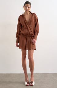 Topshop Long Sleeve Rib Shirtdress