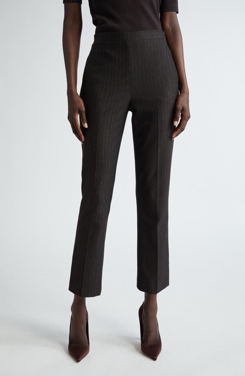 ST. JOHN Pinstripe Jersey Ankle Pants, Main, color,