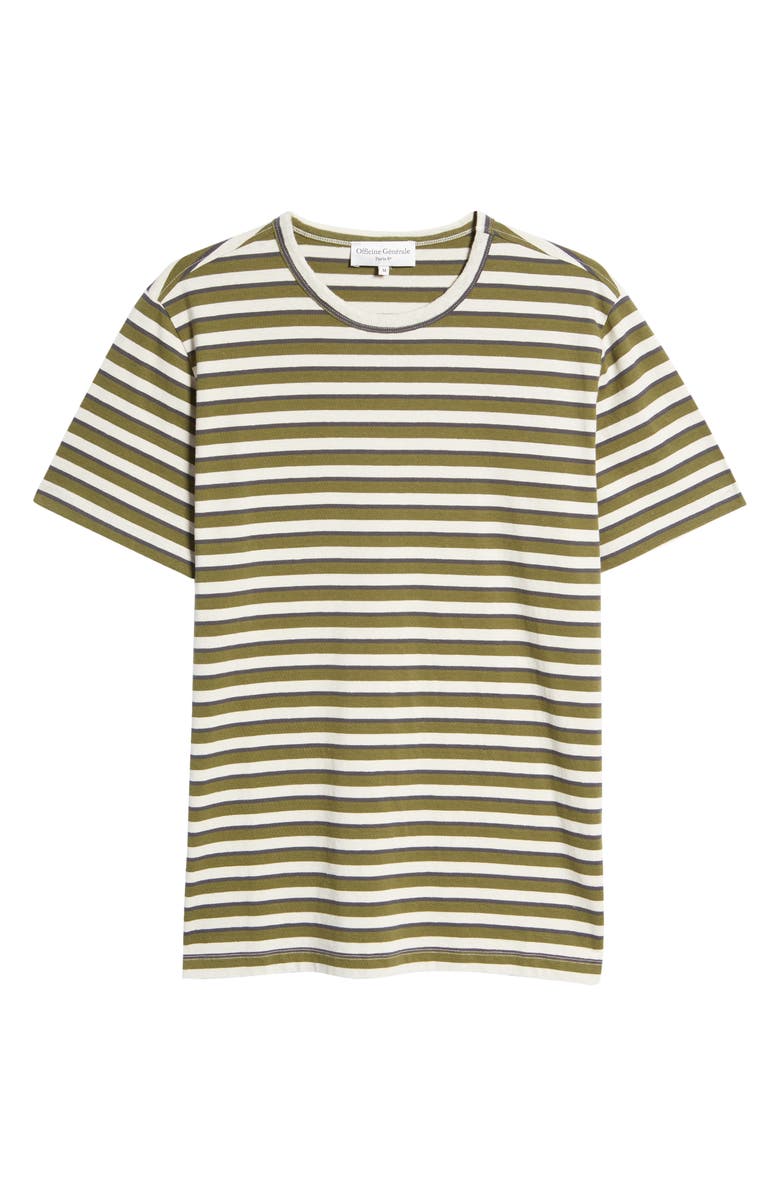 Officine Générale Men's Stripe Short Sleeve Cotton T-Shirt, Alternate, color, 